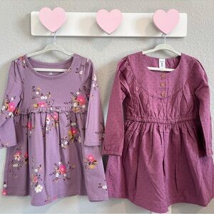 Gap Floral and Carter’s Swiss Dot Toddler Girl Long Sleeve Dress Bundle Size 3T